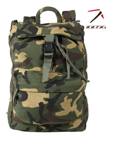 2370 ROTHCO CANVAS DAYPACK - WOODLAND CAMO