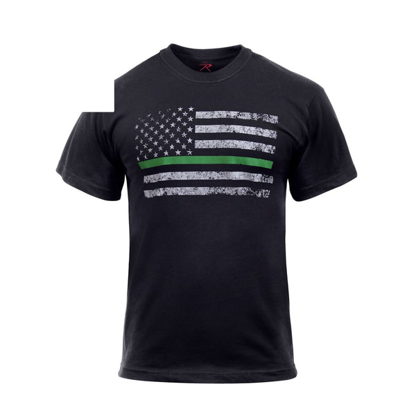 2693 Rothco Thin Green Line Distressed Flag T-Shirt - Black