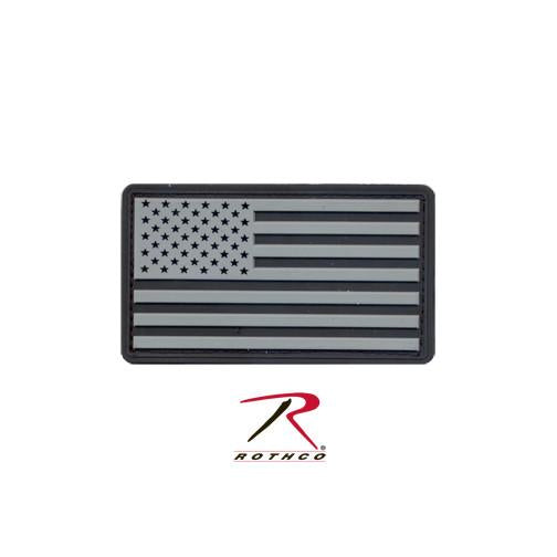 27781 Rothco Pvc Us Flag Patch W/ Hook Back - Silver/blk