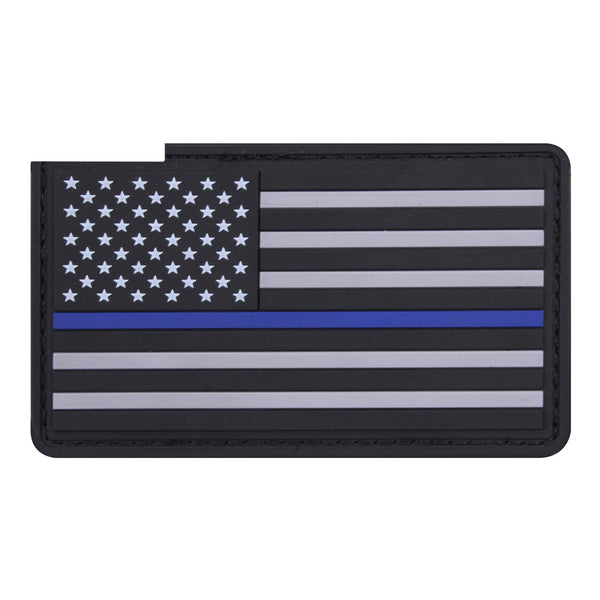 27789 Rothco PVC Thin Blue Line Flag Patch - Hook Back