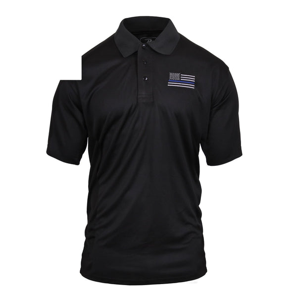 2812 Rothco Thin Blue Line Moisture Wicking Polo - Black