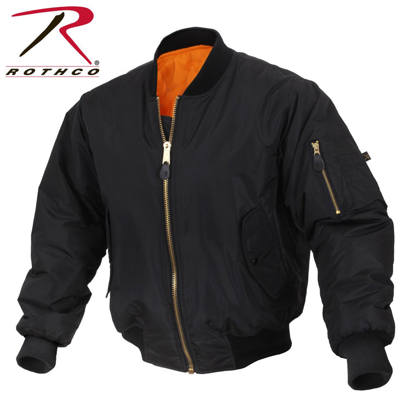 2890 Rothco Enhanced Nylon MA-1 Flight Jacket - Black