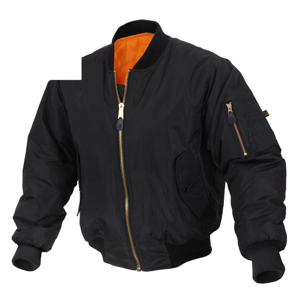 2890 Rothco Enhanced Nylon MA-1 Flight Jacket - Black