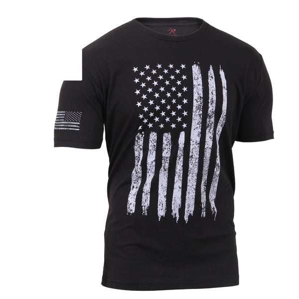 2901 Rothco Distressed US Flag Athletic Fit T-Shirt - Black