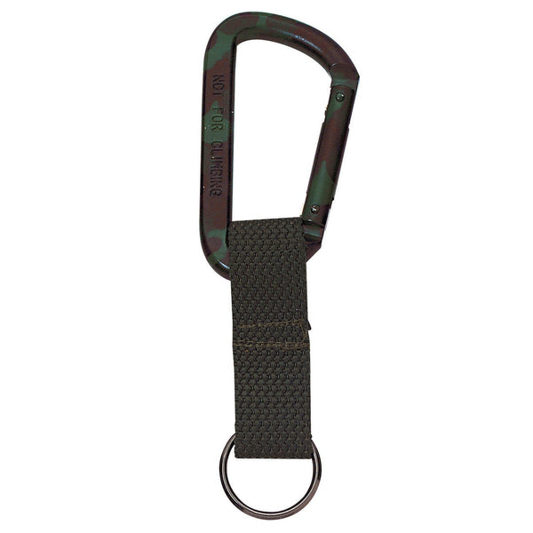 293 Rothco Jumbo 80MM Carabiner With Web Strap Key Ring - Woodland Camo