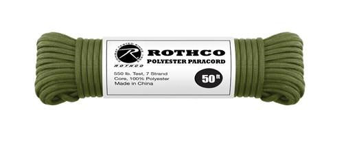 30700 Rothco Olive Drab 50' Rothco Polyester 550 lb Test Commercial Paracord