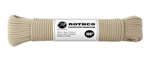 30801 Rothco Polyester Paracord - 100 Ft / Tan