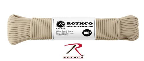 30801 Rothco Polyester Paracord - 100 Ft / Tan