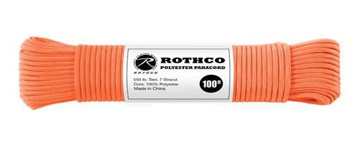 30803 Rothco Safety Orange 100' Polyester 550 lb Test Commercial Paracord