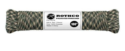 30812 Rothco Rothco Camo Polyester Paracord Woodland Camo 100'