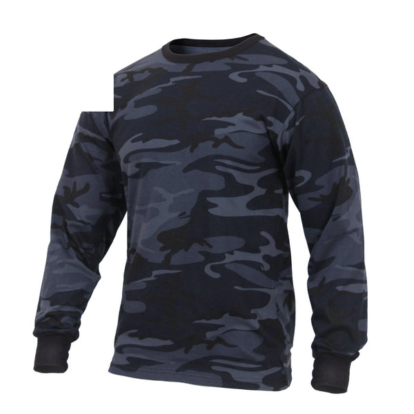 3637 Rothco Long Sleeve Colored Camo T-Shirt - Midnight Blue Camo