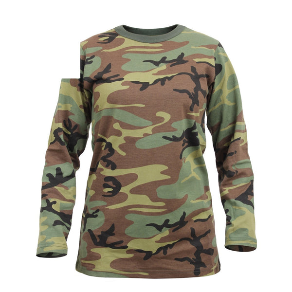 3678 Rothco Womens Long Sleeve Camo T-Shirt - Woodland Camo