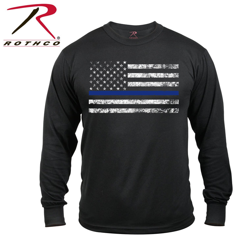 3925 Rothco Long Sleeve Thin Blue Line T-Shirt - Black