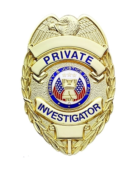 Hero's Pride PRIVATE INVESTIGATOR BADGE, ENAMELED & PLATED, DURABLE 5-PC PIN & CATCH