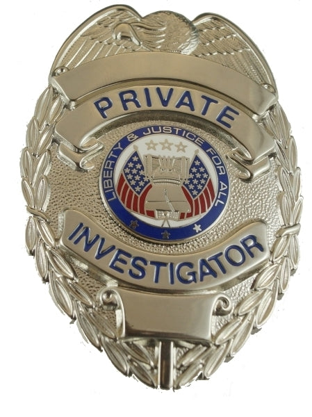 Hero's Pride PRIVATE INVESTIGATOR BADGE, ENAMELED & PLATED, DURABLE 5-PC PIN & CATCH