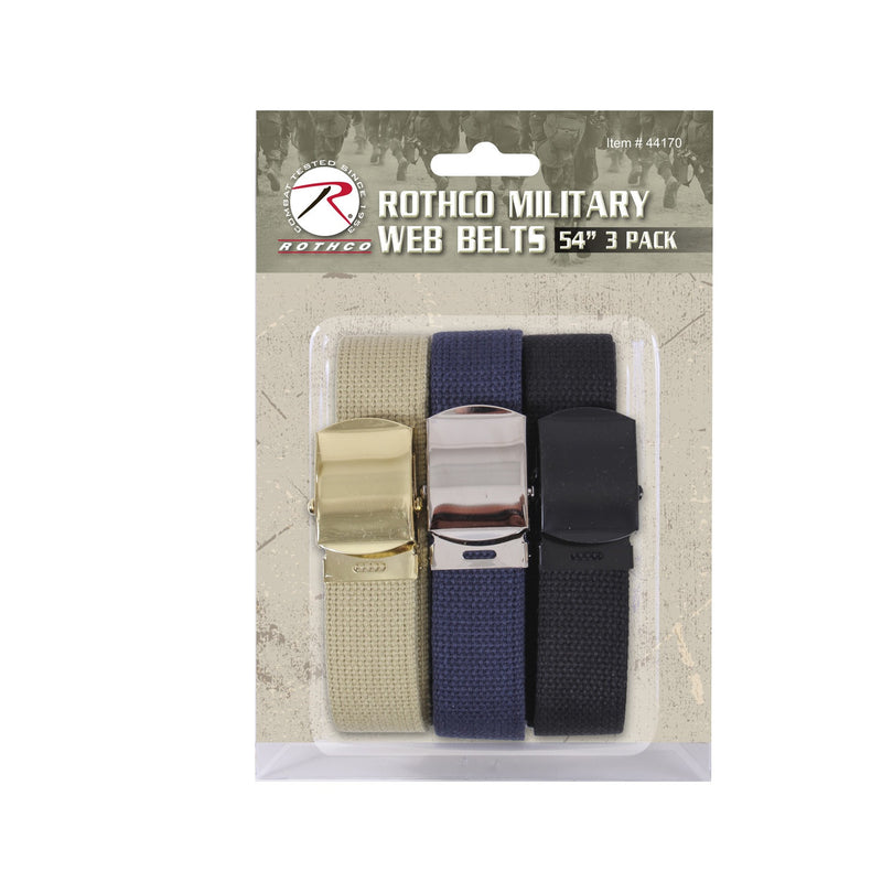 44170 Military Color Web Belts 3 Pack-54"