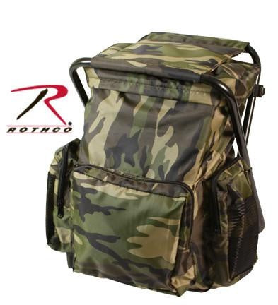 4548 ROTHCO BACKPACK & STOOL COMBO PACK - WOODLAND CAMO
