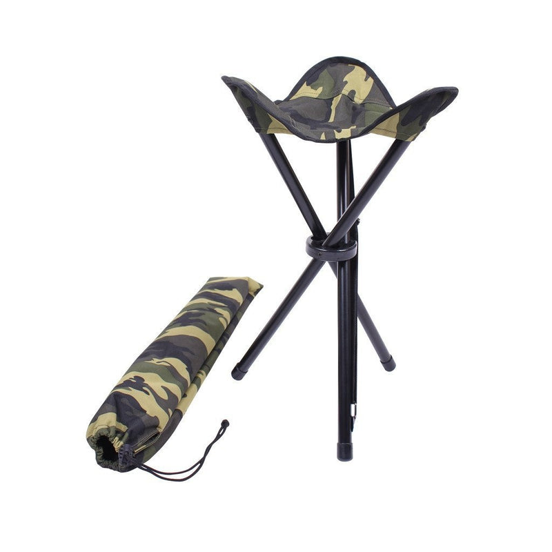 4554 Rothco Collapsible Stool With Carry Strap - Woodland Camo