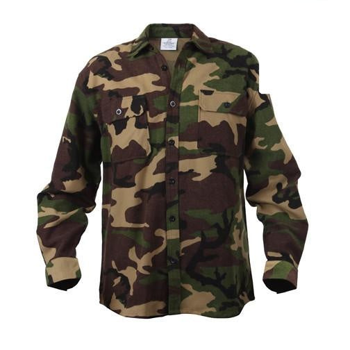 4659 Rothco Heavy Weight Plaid Flannel Shirt - Woodland Camo
