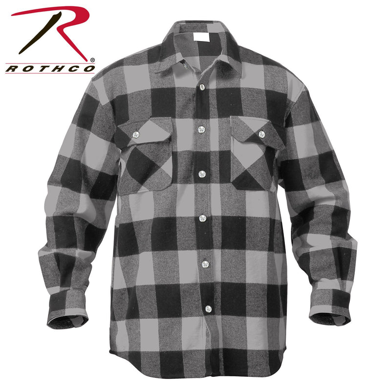 4690 Rothco Extra Heavyweight Buffalo Plaid Flannel Shirts - Grey Plaid