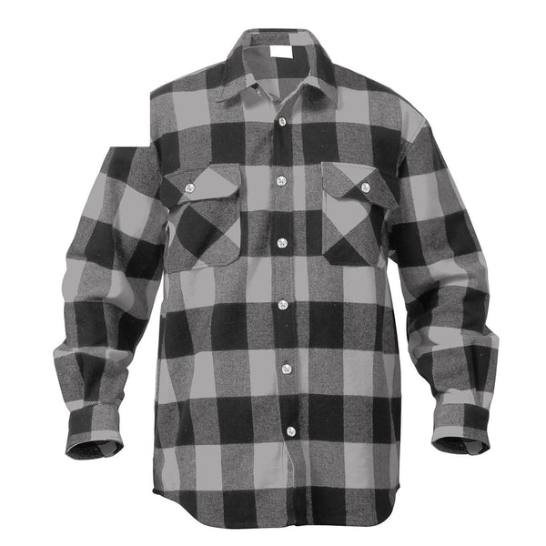 4690 Rothco Extra Heavyweight Buffalo Plaid Flannel Shirts - Grey Plaid
