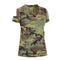 5653 Rothco Womens Long Length Camo V-Neck T-Shirt - Woodland Camo