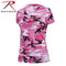 5654 Rothco Womens Long Length Camo V-Neck T-Shirt - Pink Camo
