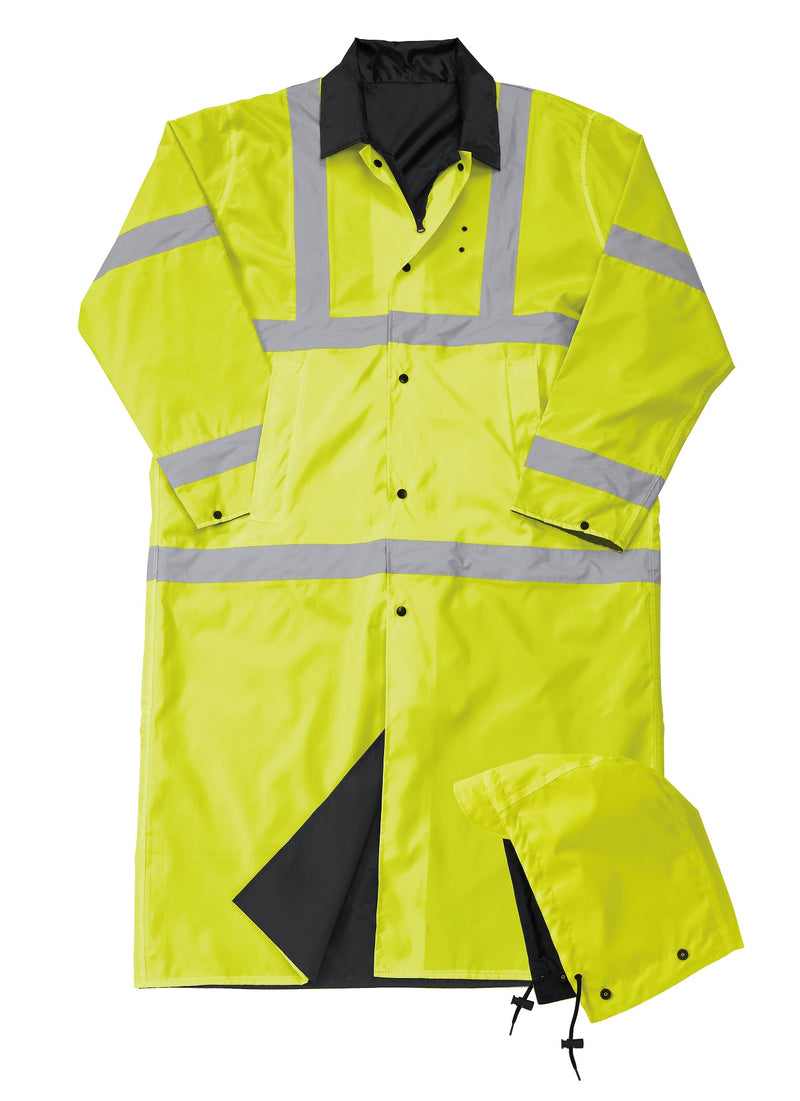 Liberty Uniform Class 3 ANSI Compliant Hi-Visibility Reversible Police Raincoat with Hood Uniform Apparel, USA Made
