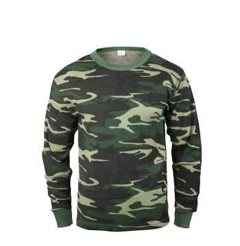 6100 Rothco Thermal Knit Underwear Top - Woodland Camo