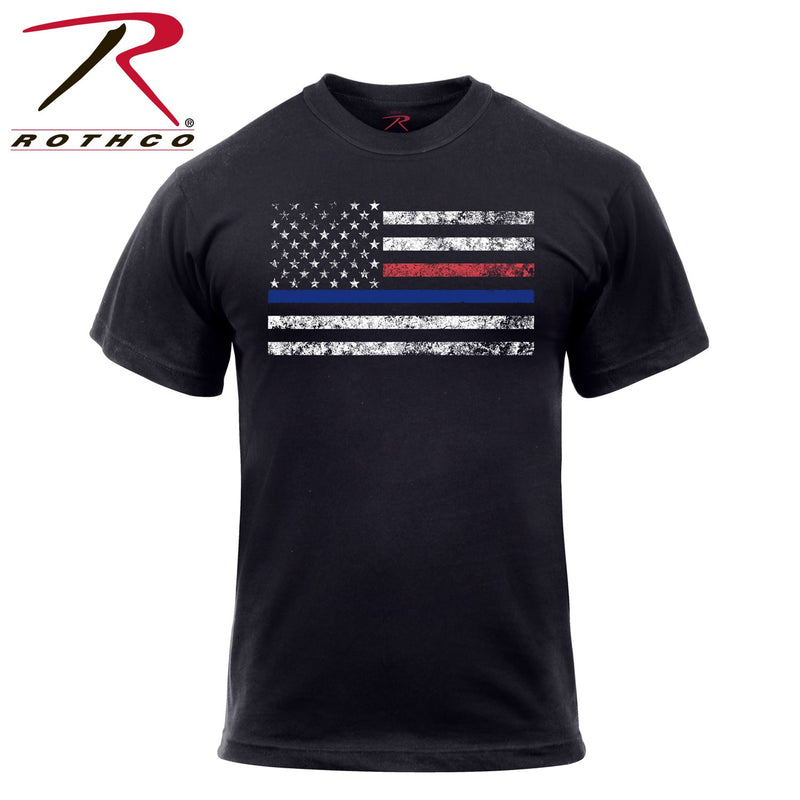 61660 Rothco Thin Blue Line & Thin Red Line T-shirt - Black