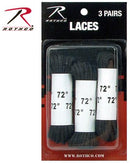 61913 Rothco Boot Laces - Black / 72" - 3 Pack