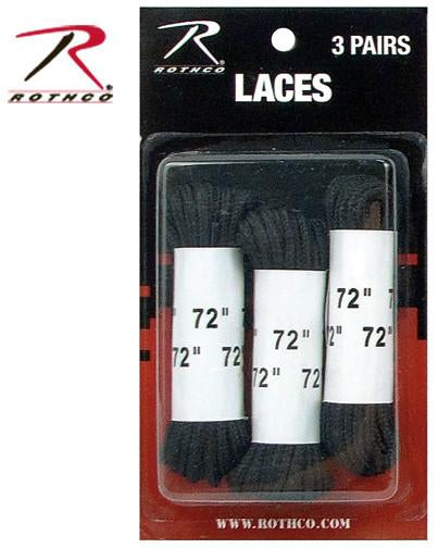 61913 Rothco Boot Laces - Black / 72" - 3 Pack