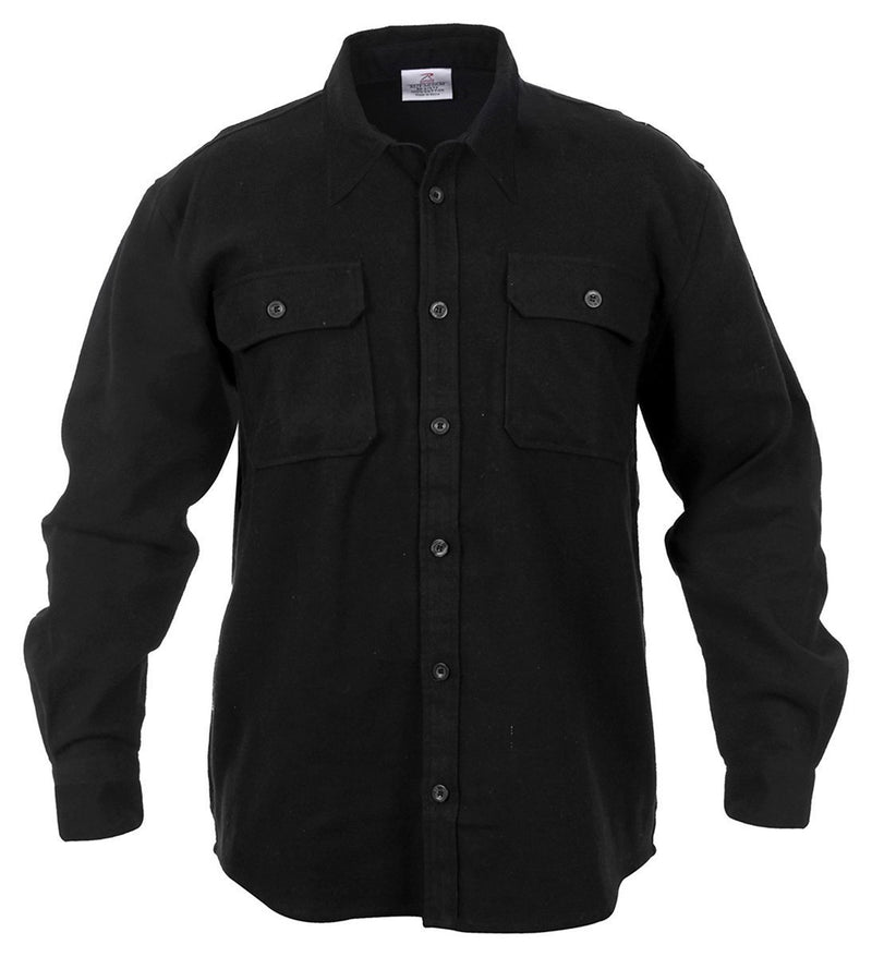 4637 Rothco Heavy Weight Solid Flannel Shirt - Black