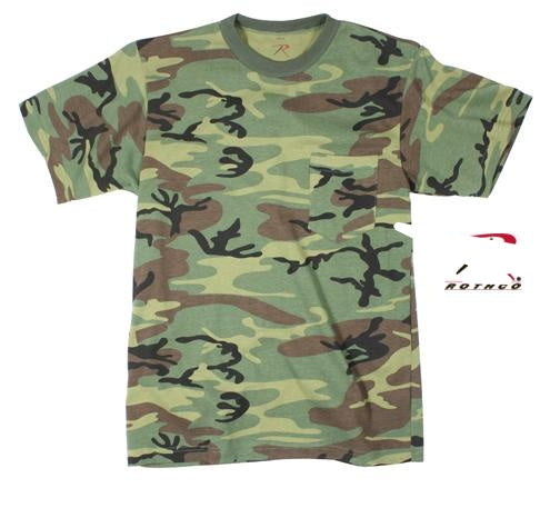 6667 Rothco T-Shirt w/ Pocket - Woodland Camo