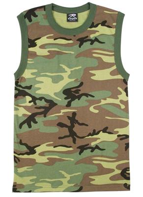 6700 Rothco Muscle Shirt / Woodland Camo