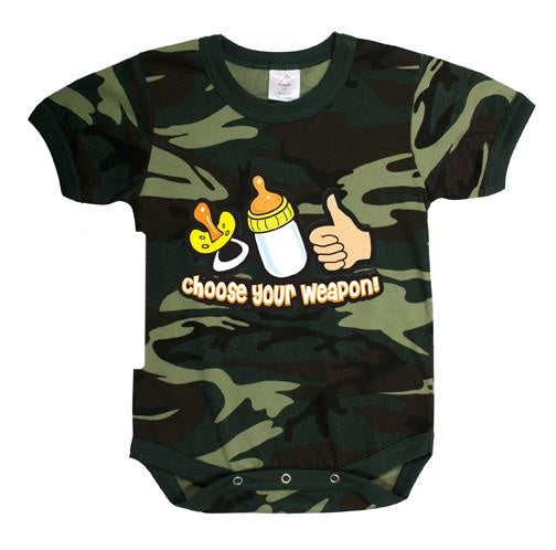67077 ROTHCO INFANT ONE-PIECE / CHOOSE YOUR WEAPON - WOODLAND CAMO