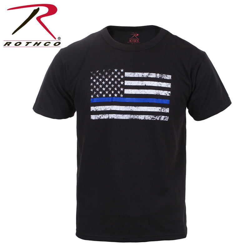 6869 Rothco Kids Thin Blue Line US Flag T-Shirt - Black