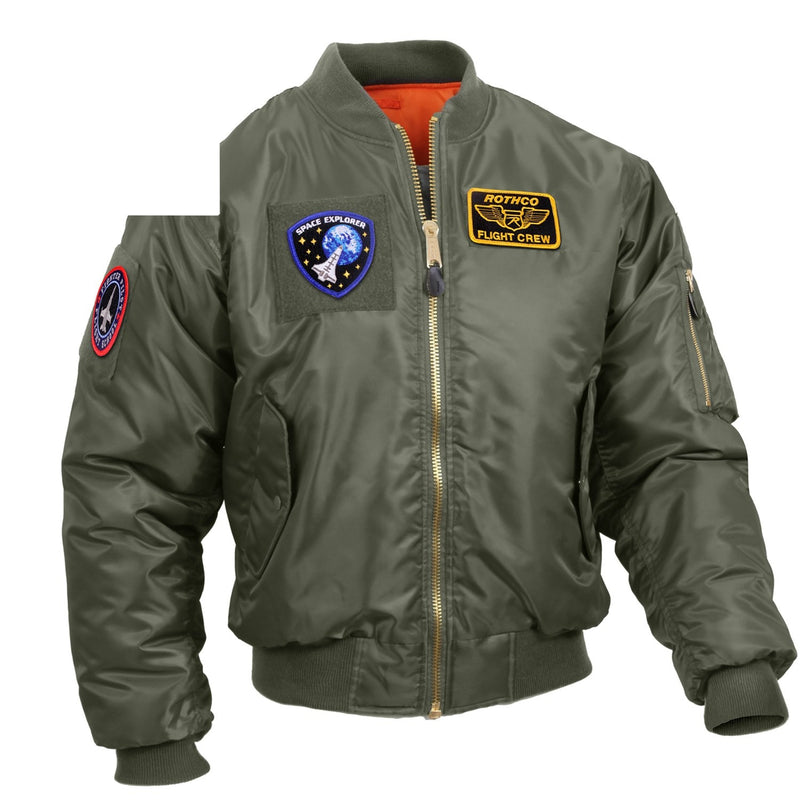 7240 Rothco MA-1 Flight Jacket with Patches - Sage Green