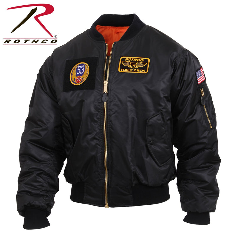 7250 Rothco MA-1 Flight Jacket with Patches - Black