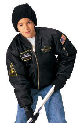 7341 Rothco Kids Flight Jacket With Patches - Black