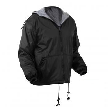 8263 Rothco Reversible Fleece Lined Nylon Jacket With Hood - Black / Navy Blue