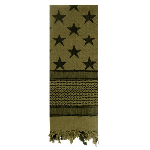 8864 Rothco Stars and Stripes Shemagh Tactical Desert Scarf - Olive Drab