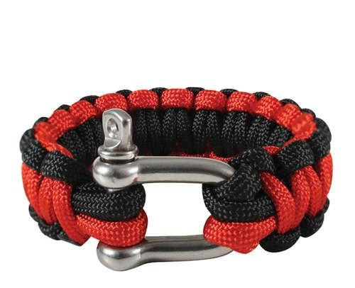 911 Rothco Red/Black Paracord Bracelets w/ D-Shackle Closure