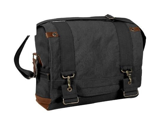 9117 ROTHCO VINTAGE CANVAS B-15 PILOT MESSENGER BAG - BLACK