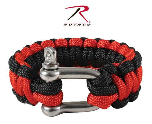 911 Rothco Red/Black Paracord Bracelets w/ D-Shackle Closure