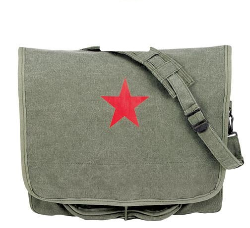 9129 ROTHCO CANVAS SHOULDER BAG / RED STAR - OLIVE DRAB