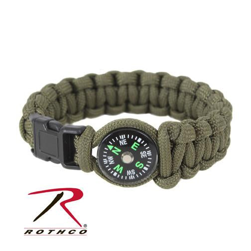 958 Rothco Paracord / Compass Bracelet - Od