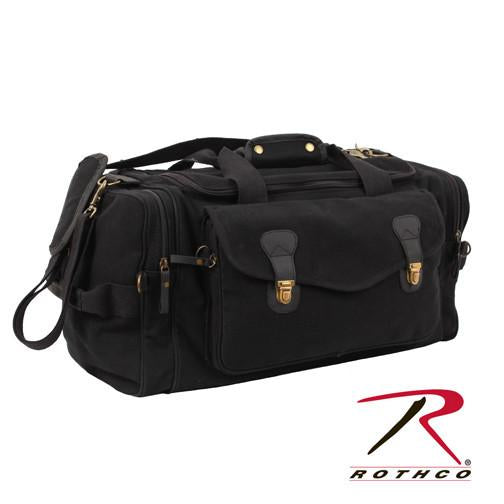 9611 Rothco Canvas Long Weekend Bag - Black / Leather