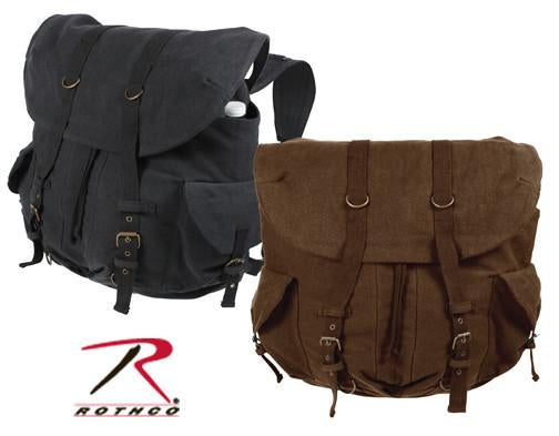 9658 Rothco Vintage Weekender Backpacks-Black, Brown