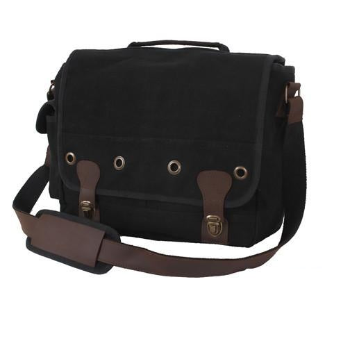 9682 Rothco Canvas Trailblazer Laptop Bag - Black / Leather